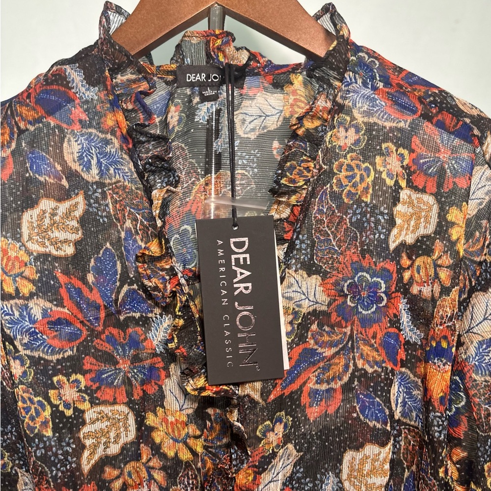 Dear John Sheer Floral Women's Top - Black and Orange - Picture 5 of 5